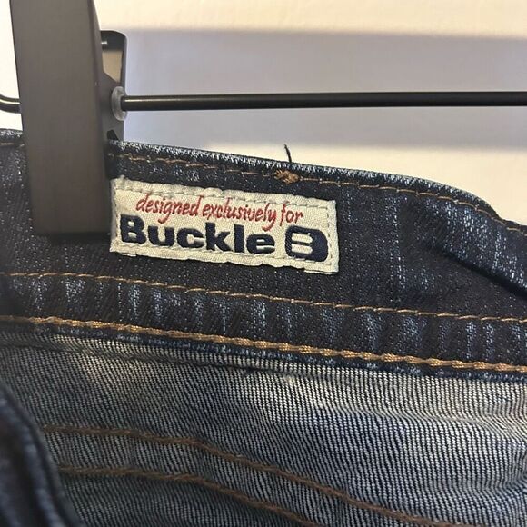 MEK NDM Moscow Made for Buckle Boot Cut Thick Stitch Distressed Dark Wash Sz 34x - Picture 10 of 15